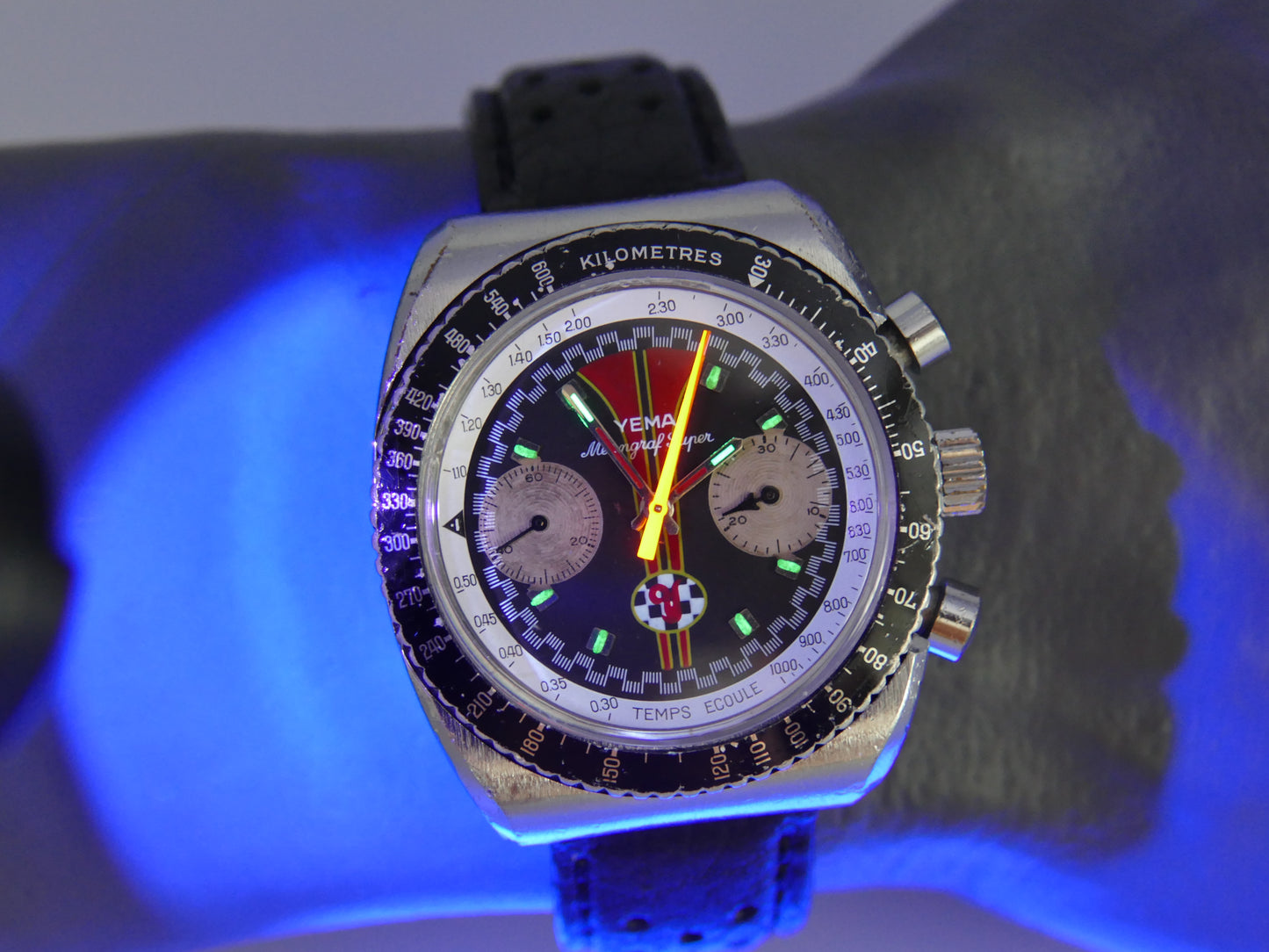 70s vintage watch mens Yema Meangraf Super driver chronograph valjoux 7733
