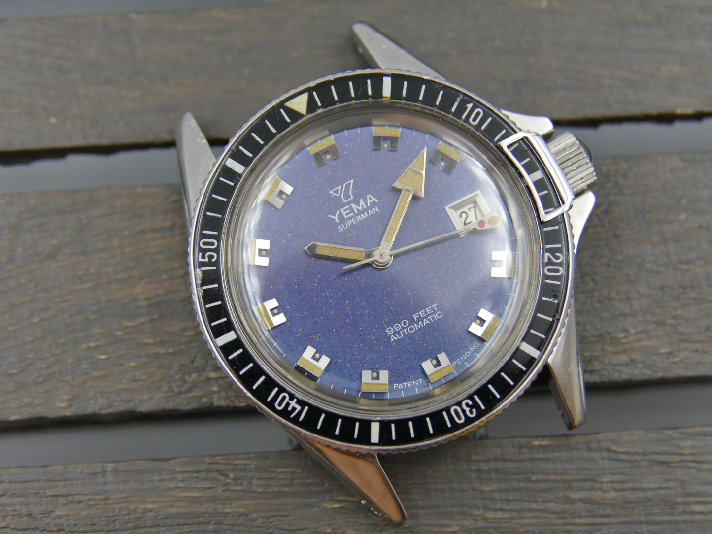 70s vintage watch mens Yema Superman ref. 550016 Patent Pending 990 feet Automatic 4611A