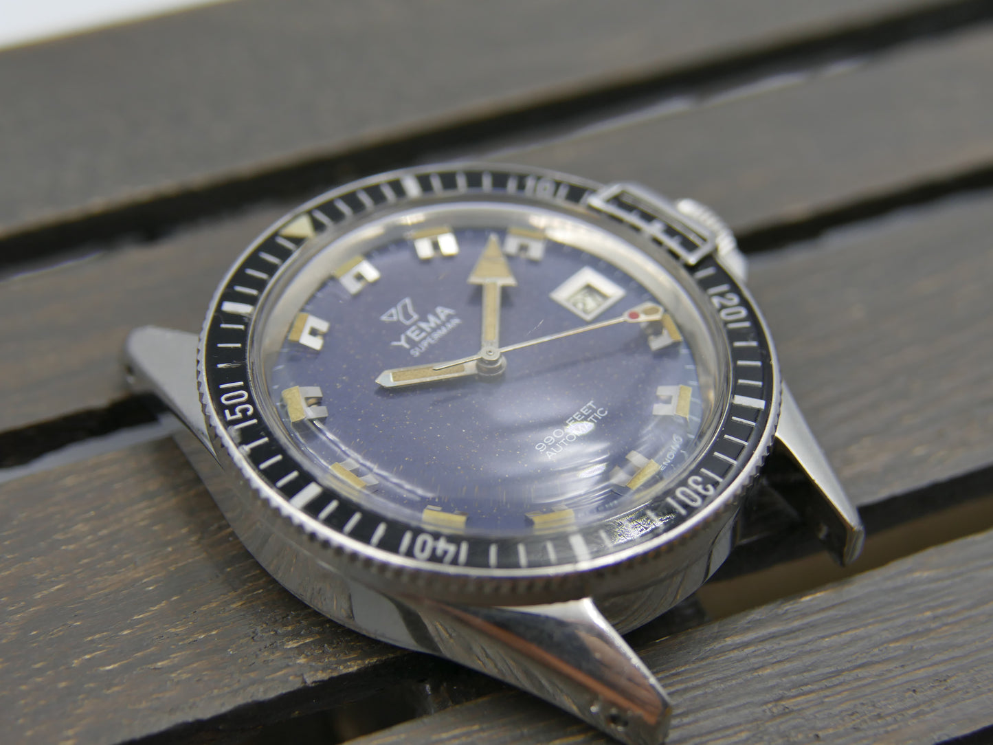 70s vintage watch mens Yema Superman ref. 550016 Patent Pending 990 feet Automatic 4611A