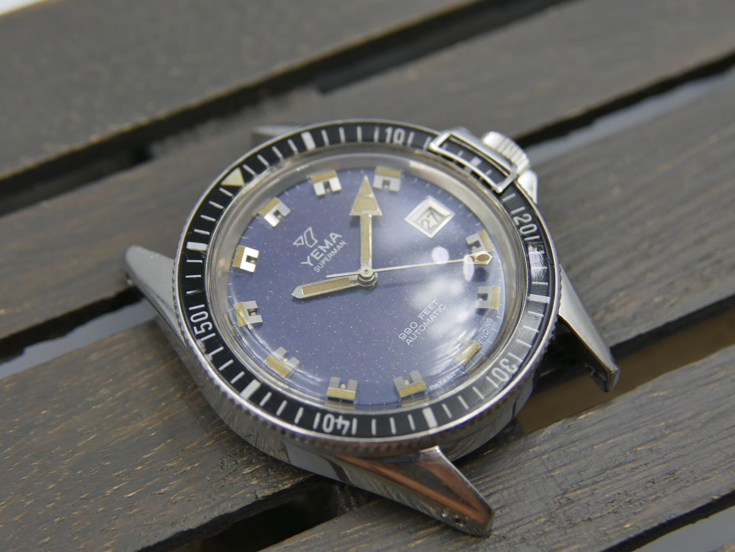 70s vintage watch mens Yema Superman ref. 550016 Patent Pending 990 feet Automatic 4611A