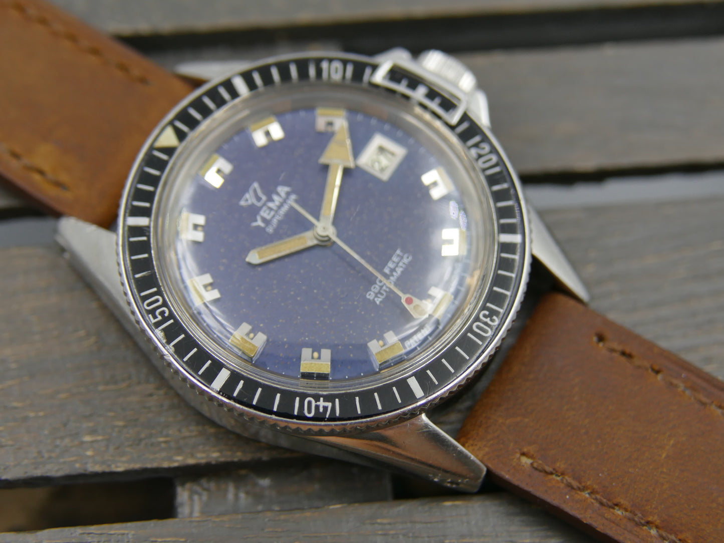 70s vintage watch mens Yema Superman ref. 550016 Patent Pending 990 feet Automatic 4611A