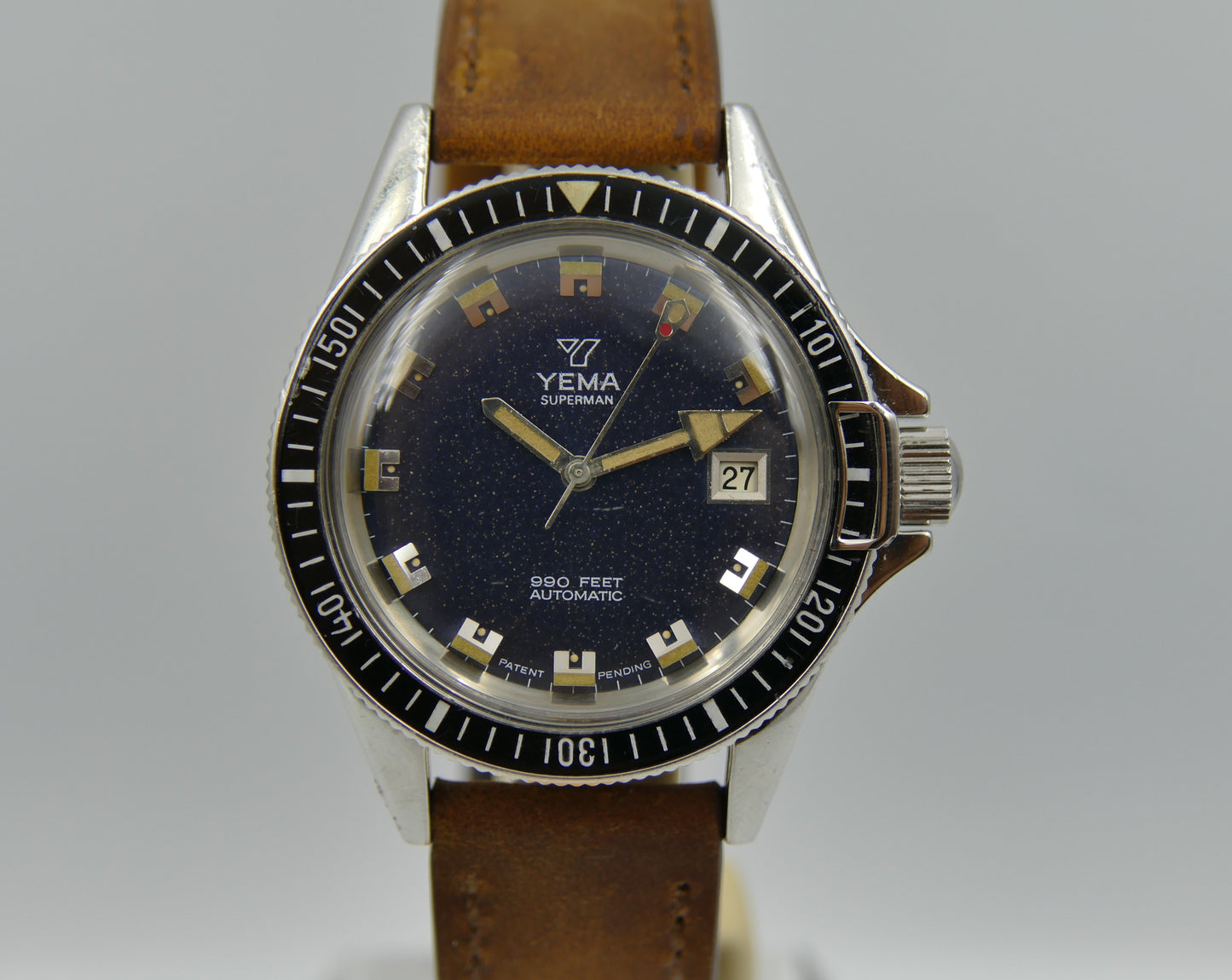70s vintage watch mens Yema Superman ref. 550016 Patent Pending 990 feet Automatic 4611A