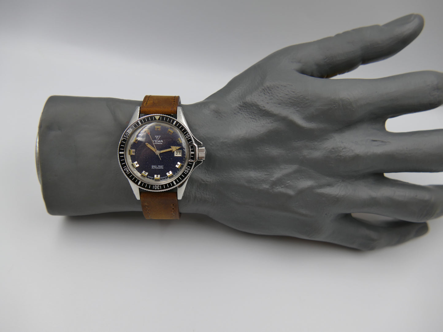70s vintage watch mens Yema Superman ref. 550016 Patent Pending 990 feet Automatic 4611A
