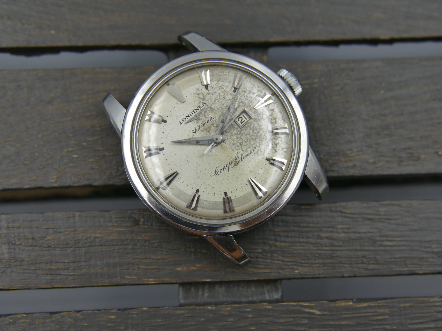 50s vintage watch mens Longines Conquest Calendar automatic 19ASD ref. 9004 3