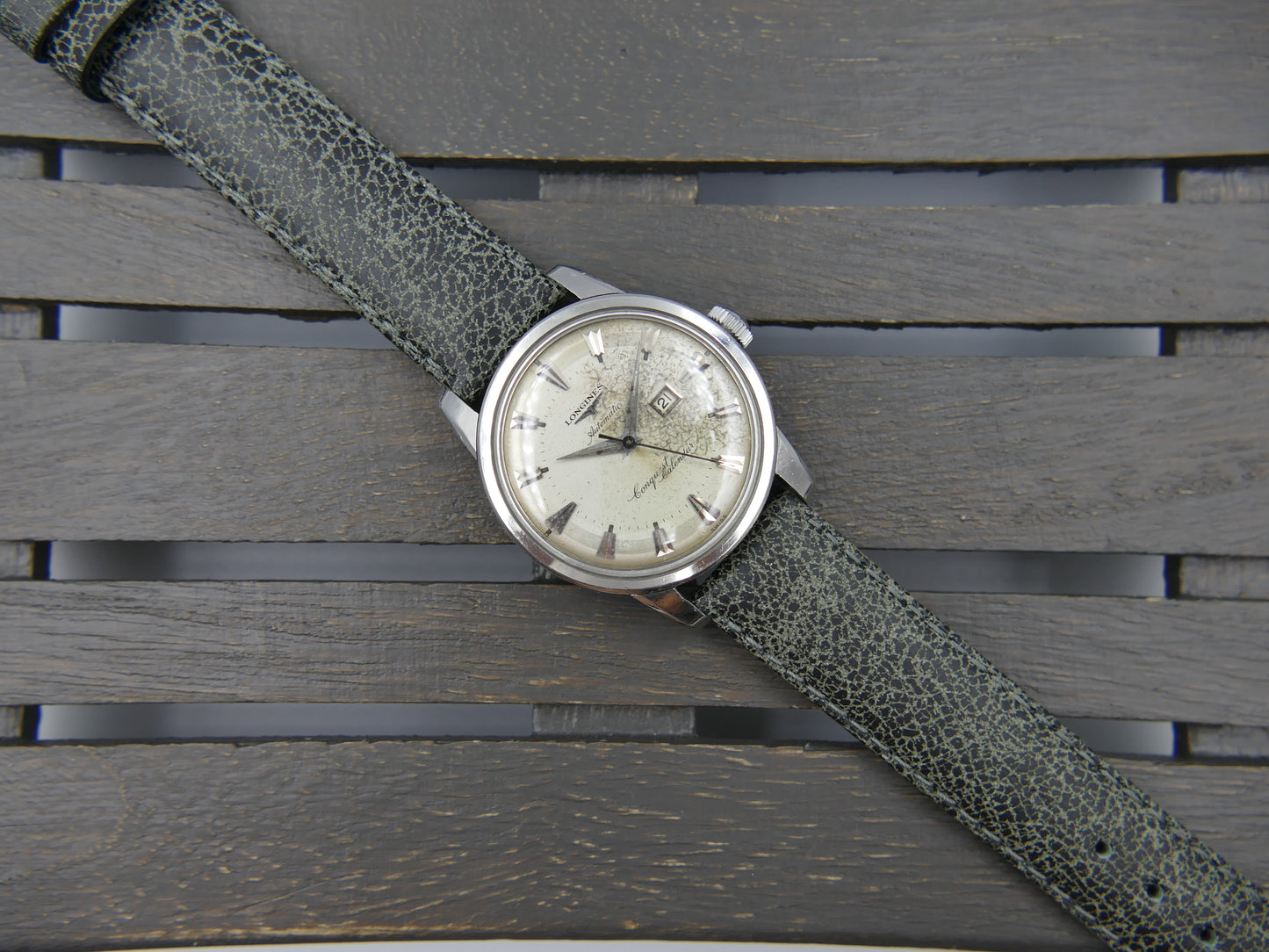 50s vintage watch mens Longines Conquest Calendar automatic 19ASD ref. 9004 3