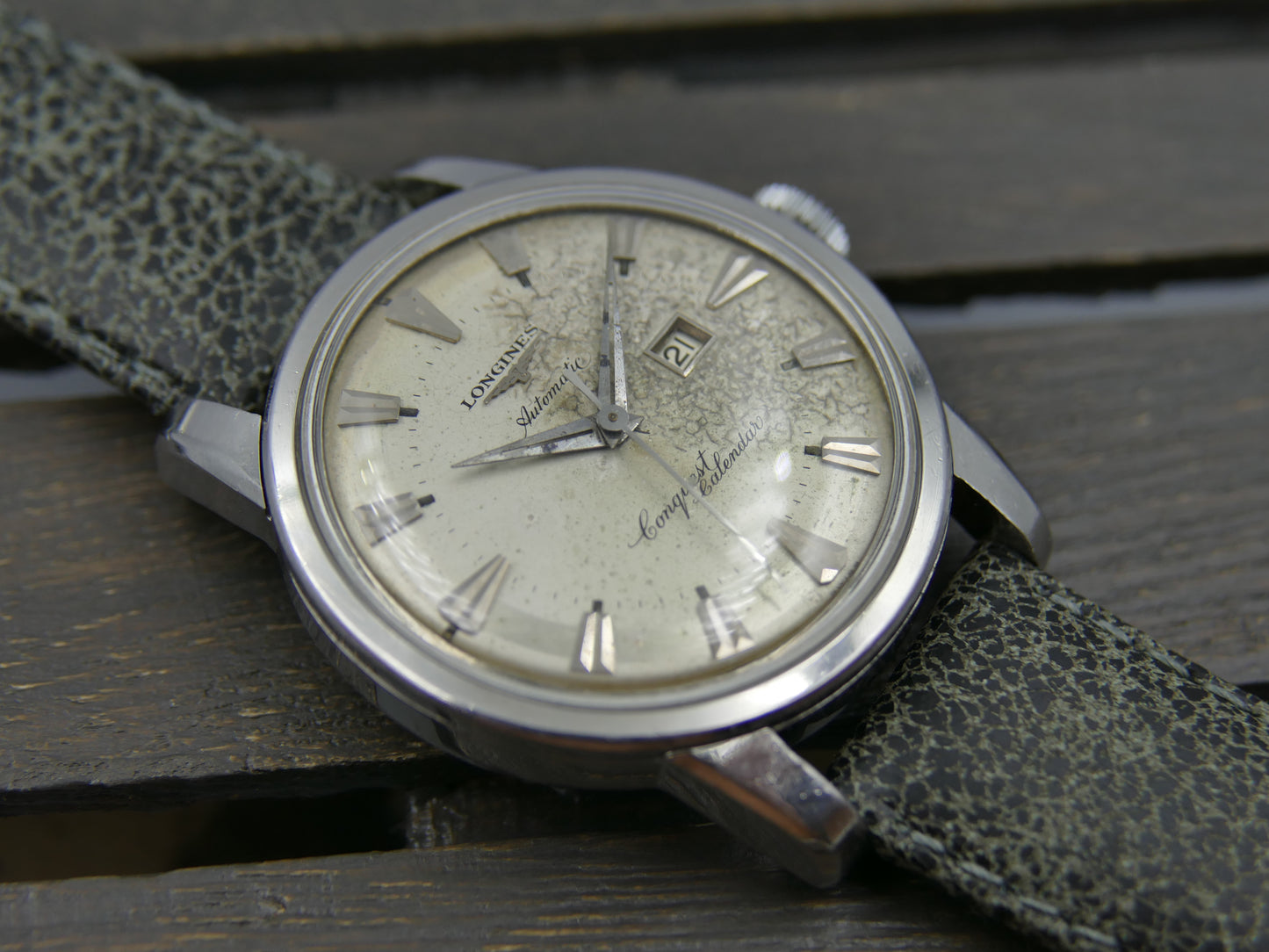 50s vintage watch mens Longines Conquest Calendar automatic 19ASD ref. 9004 3