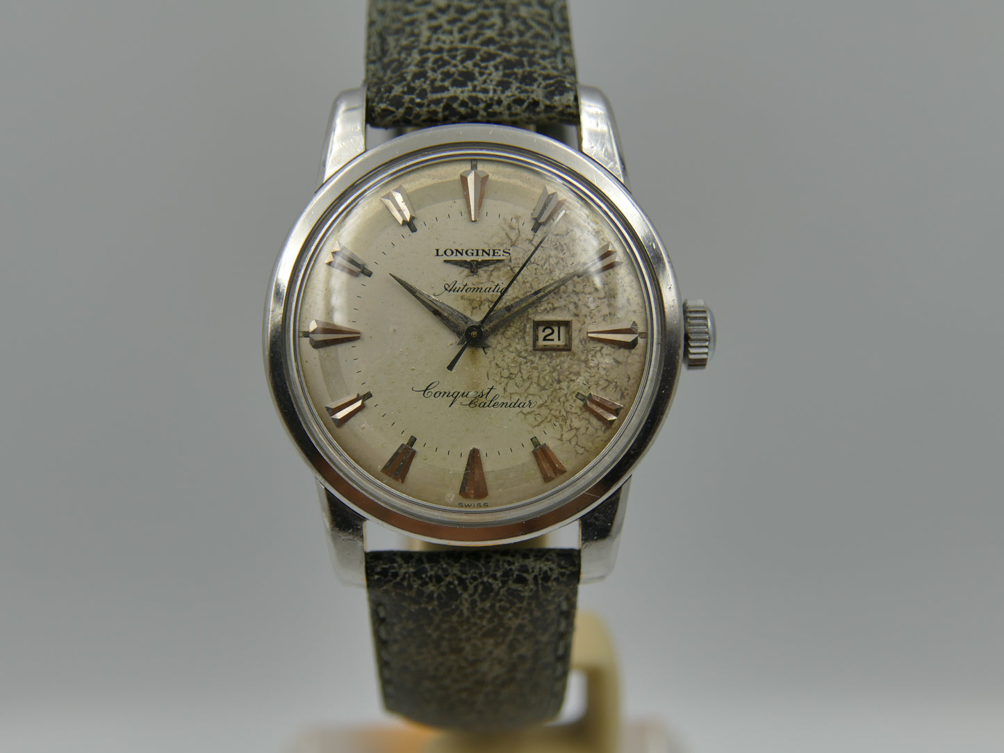 50s vintage watch mens Longines Conquest Calendar automatic 19ASD ref. 9004 3