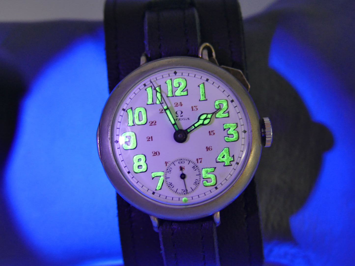 10's vintage watch WW1 Oficcer Omega trench depose Nº9846 Porcelain dial cal. 13''' SOB