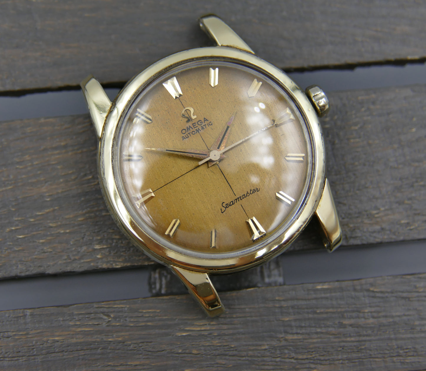 50s vintage watch mens Omega Seamaster ref 2846 / 2848 8 SC automatic 501 gold cap coffee dial