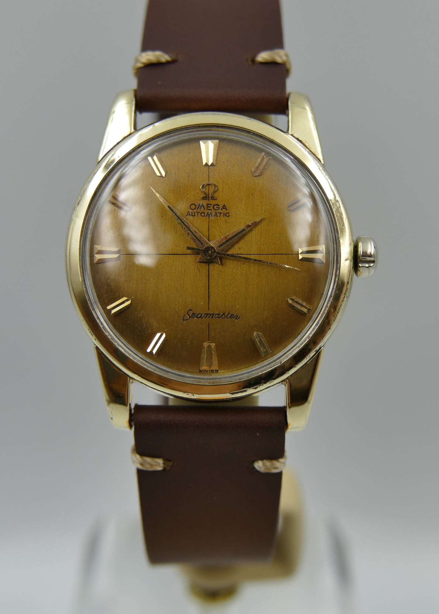 50s vintage watch mens Omega Seamaster ref 2846 / 2848 8 SC automatic 501 gold cap coffee dial