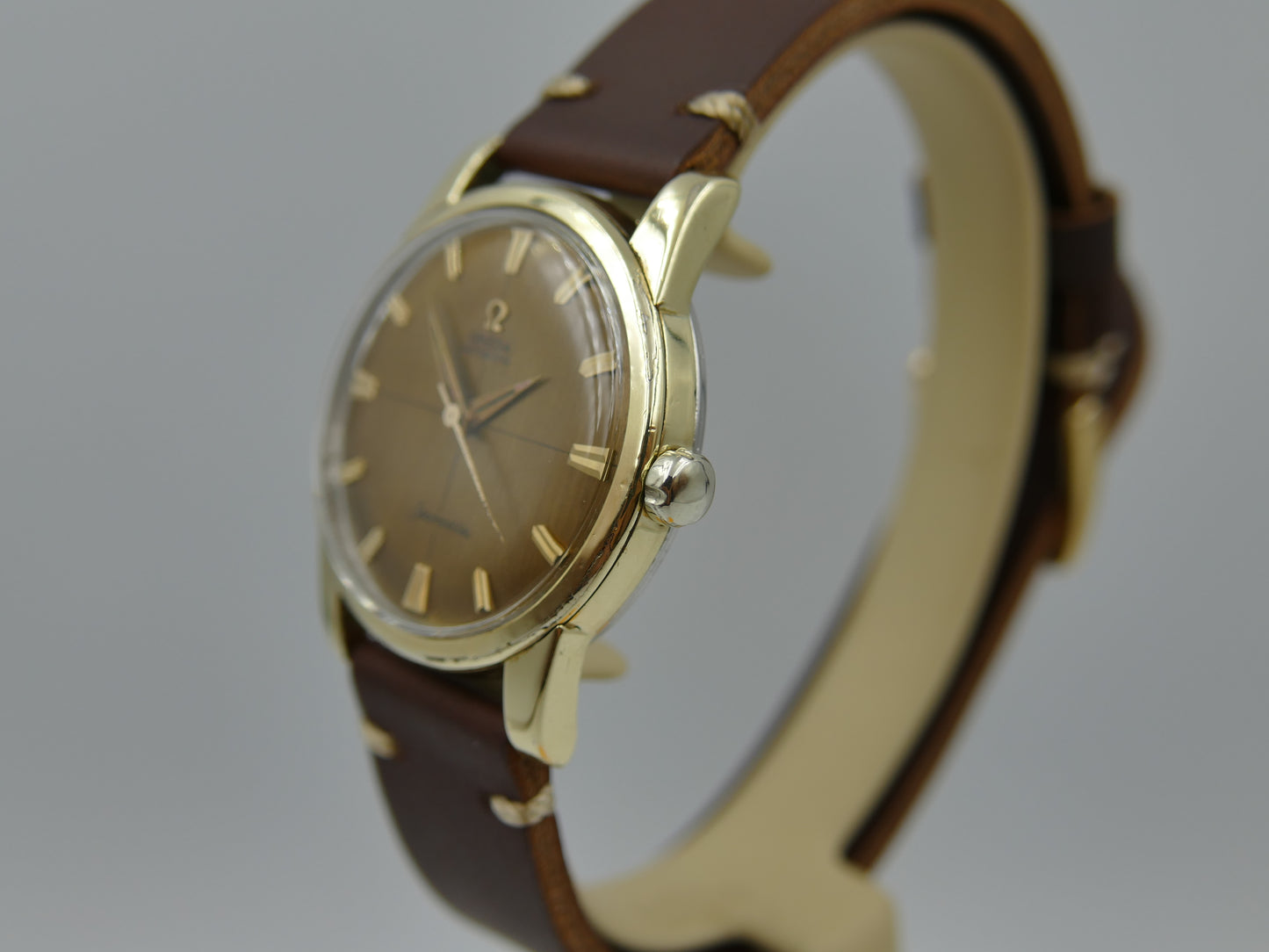 50s vintage watch mens Omega Seamaster ref 2846 / 2848 8 SC automatic 501 gold cap coffee dial
