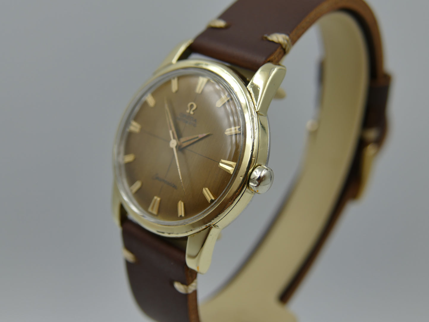50s vintage watch mens Omega Seamaster ref 2846 / 2848 8 SC automatic 501 gold cap coffee dial