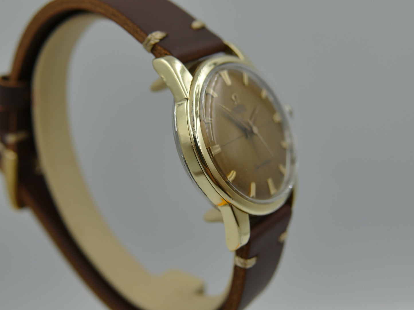 50s vintage watch mens Omega Seamaster ref 2846 / 2848 8 SC automatic 501 gold cap coffee dial
