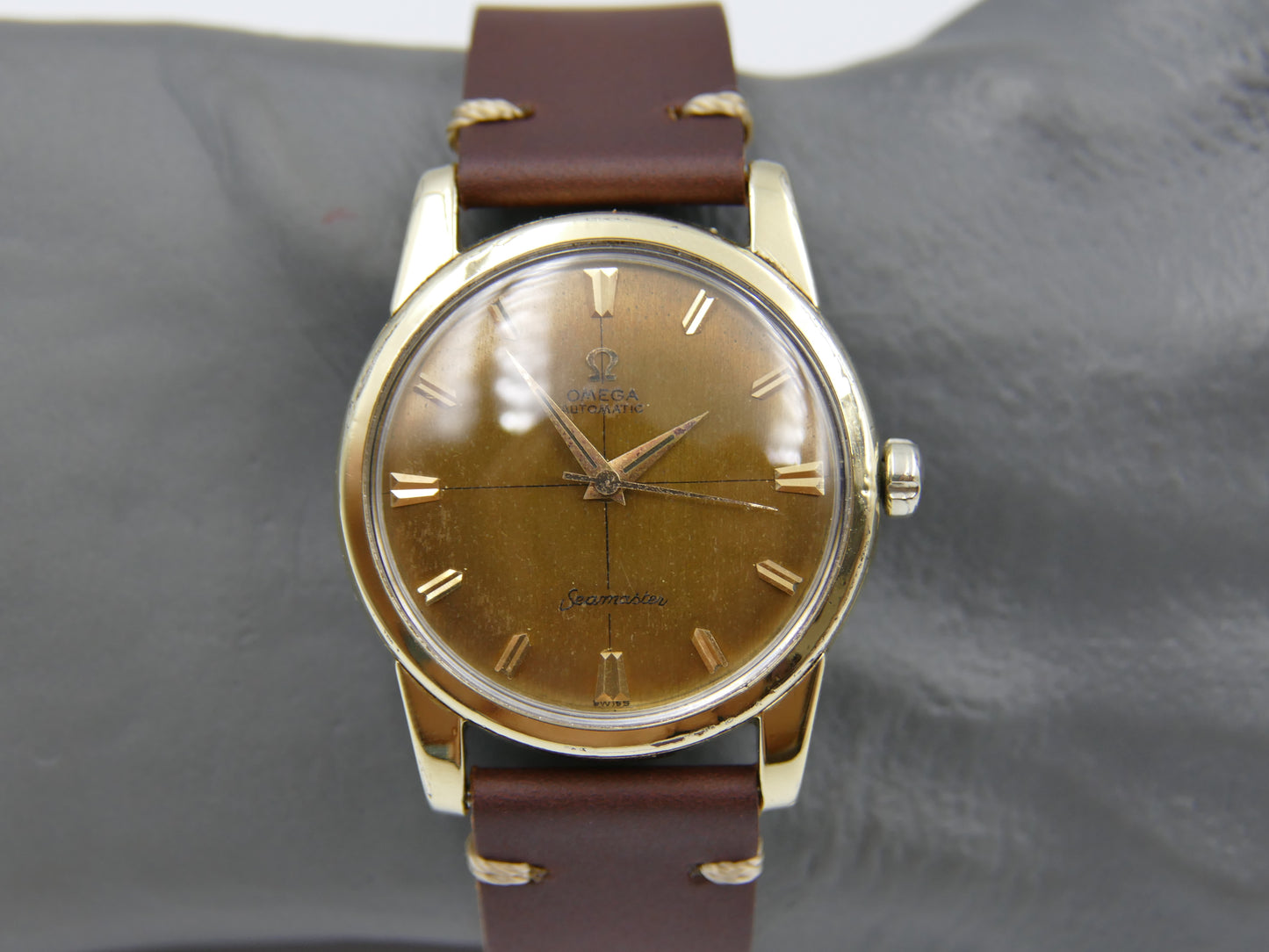 50s vintage watch mens Omega Seamaster ref 2846 / 2848 8 SC automatic 501 gold cap coffee dial