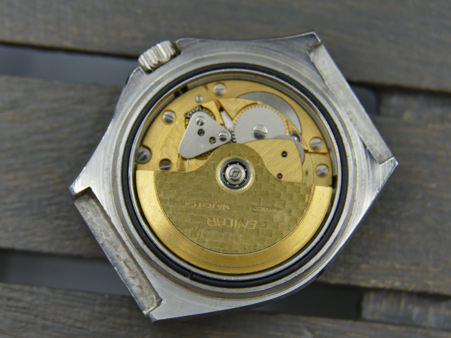 70s vintage watch mens Enicar Crystal 7x ref. 167.008.184 automatic 167D mint black dial