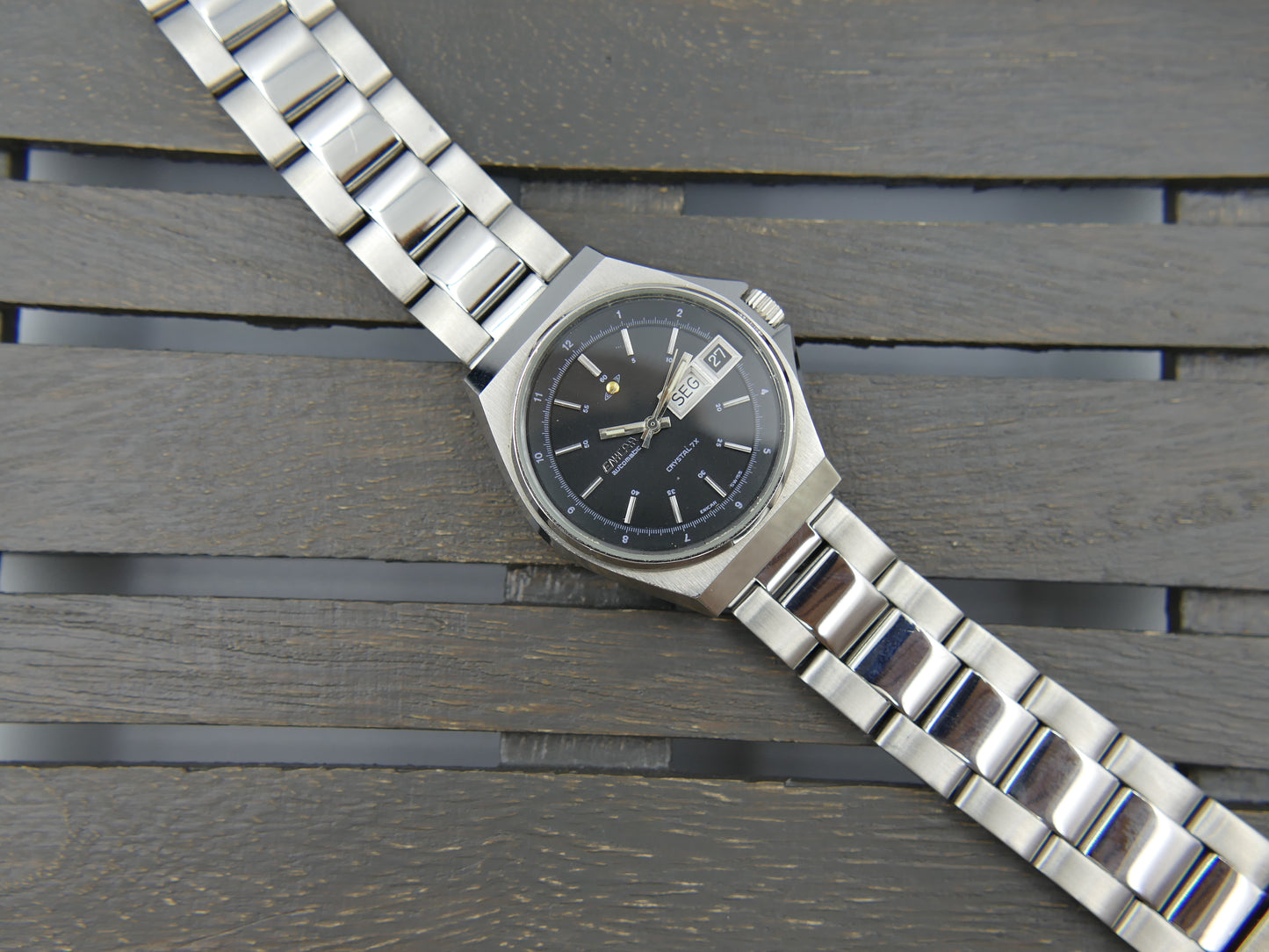 70s vintage watch mens Enicar Crystal 7x ref. 167.008.184 automatic 167D mint black dial