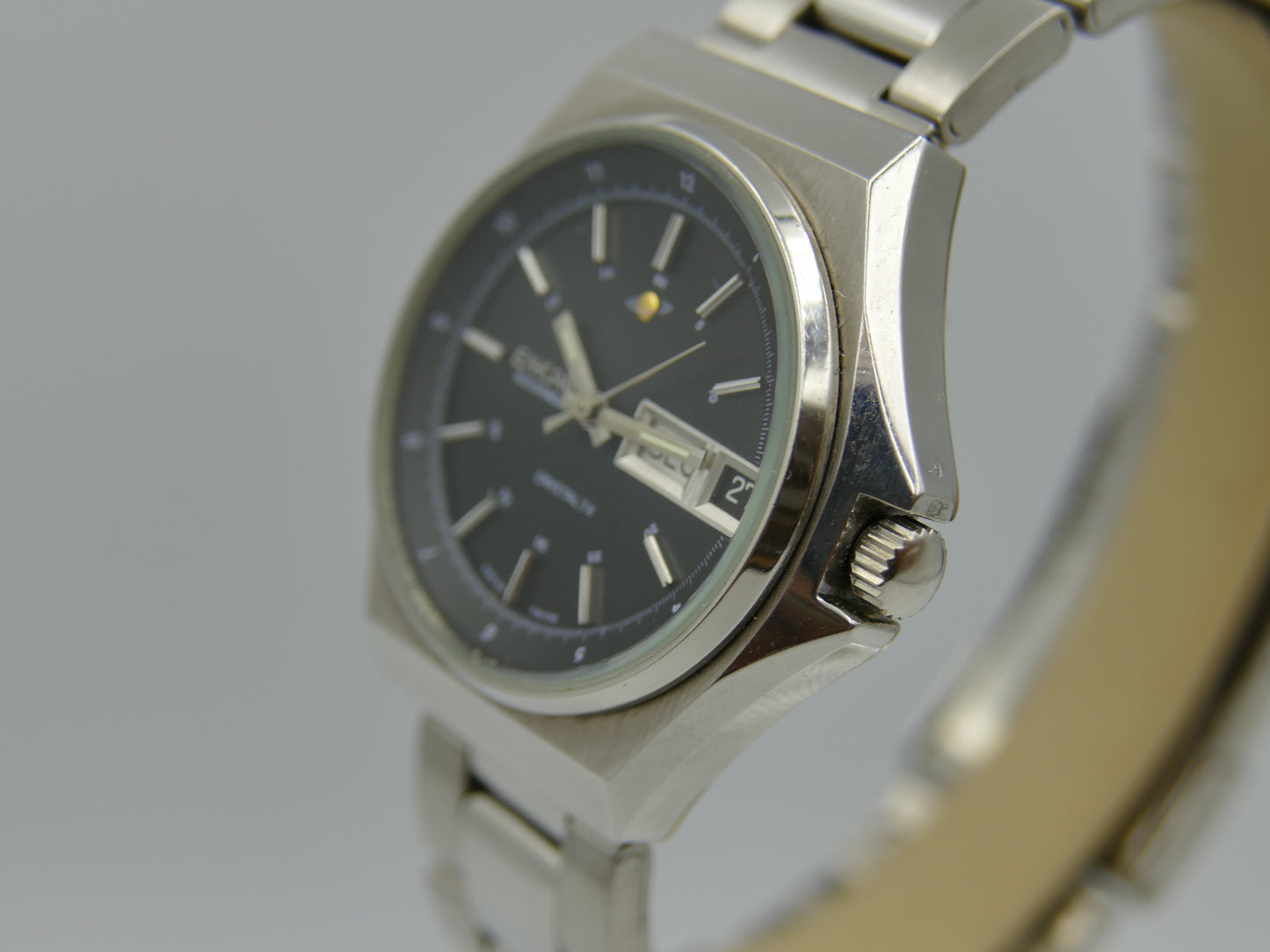 70s vintage watch mens Enicar Crystal 7x ref. 167.008.184 automatic 167D mint black dial
