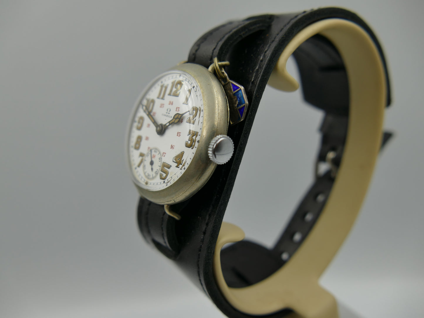 10's vintage watch WW1 Oficcer Omega trench military depose Nº9846 Porcelain dial cal. 13''' SOB
