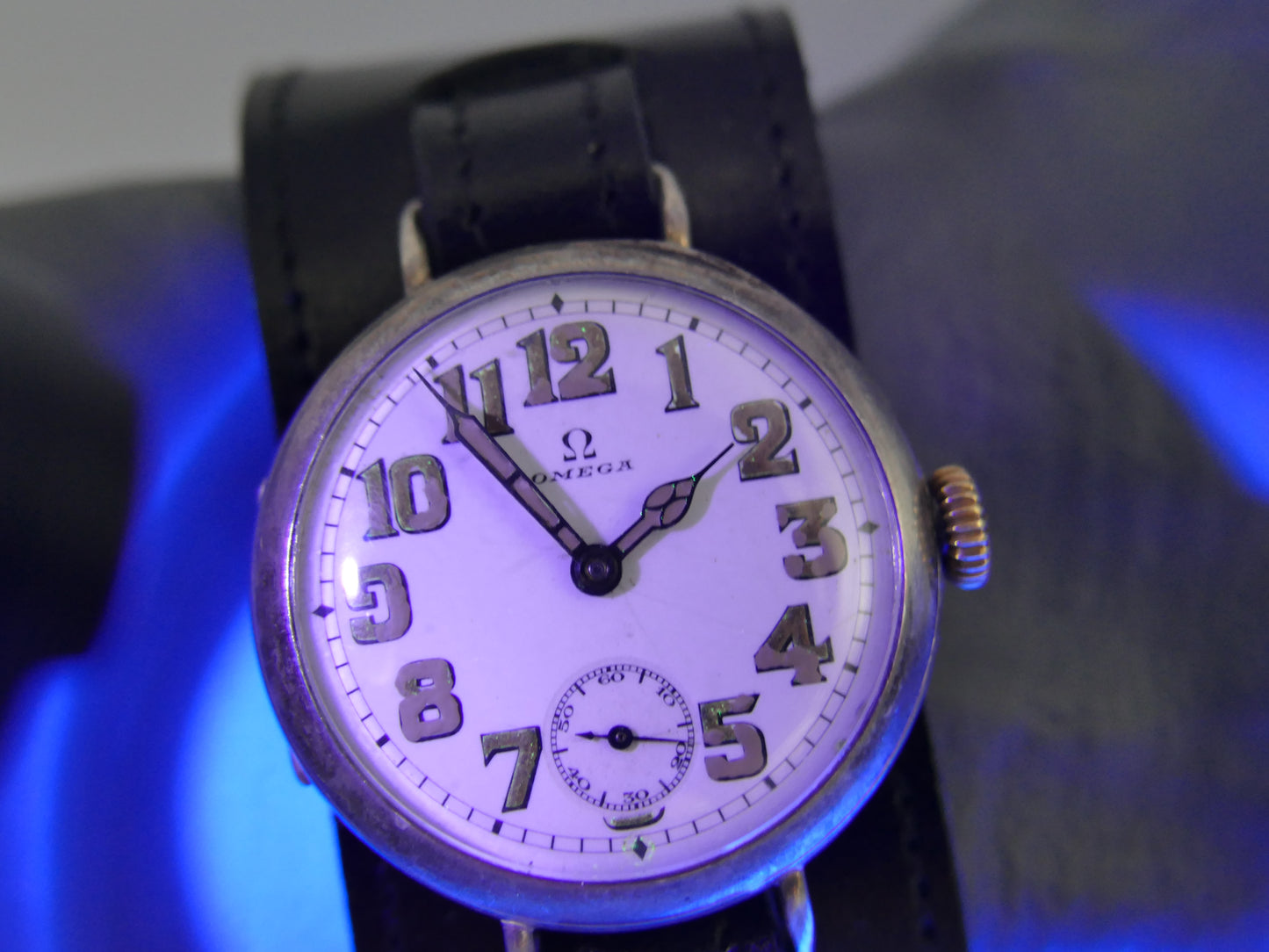 10s vintage watch mens Omega WW1 Oficcer trench military jumbo silver case cal. 13'''