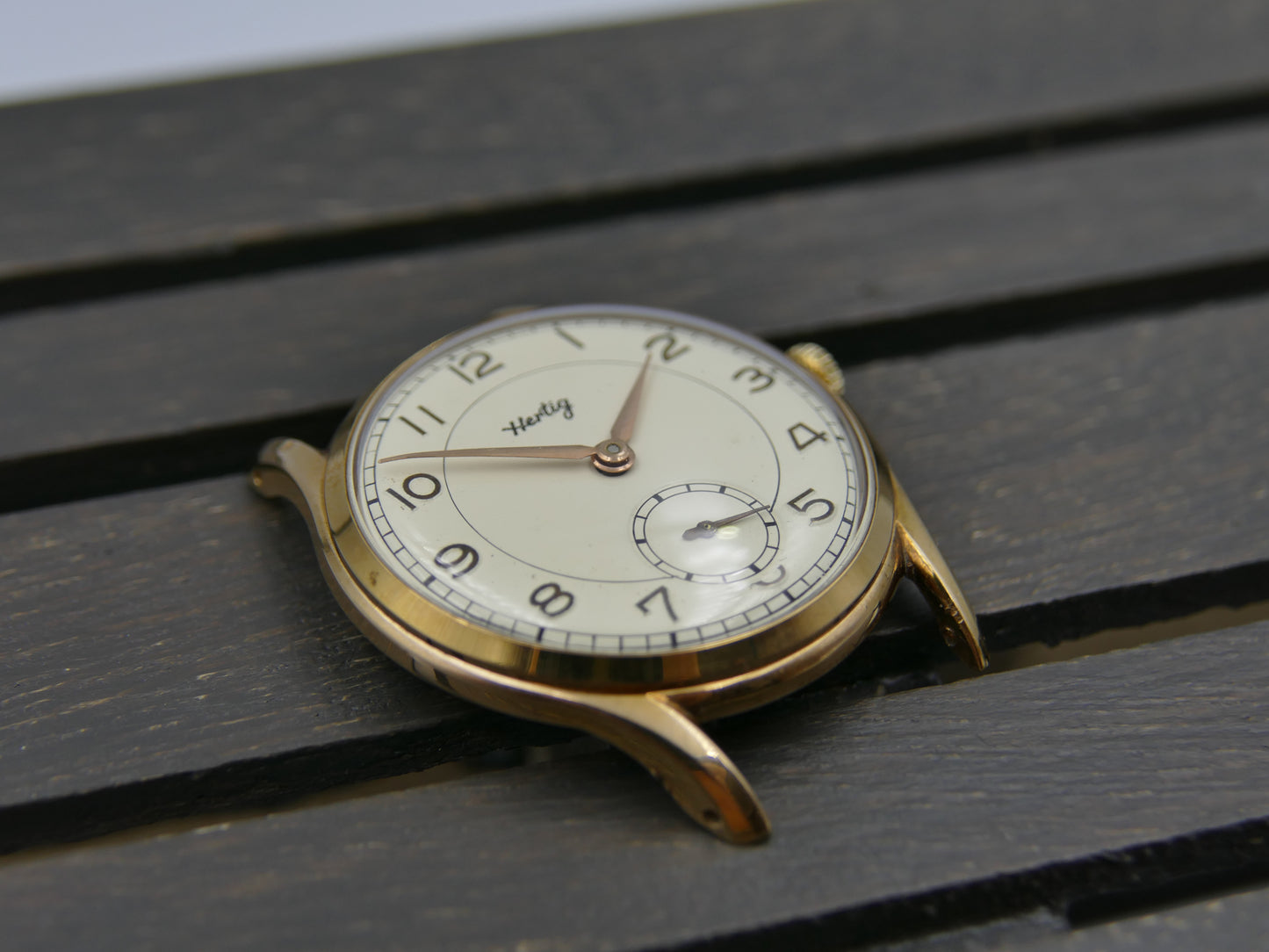 vintage watch mens Hertig (certina) hand wind KF 330 gold pl 35mm
