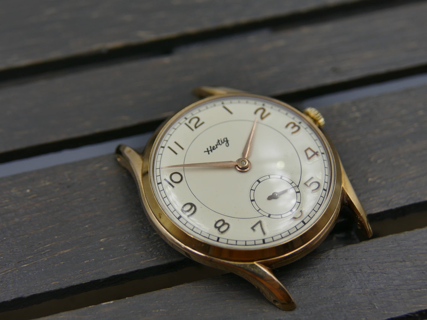 vintage watch mens Hertig (certina) hand wind KF 330 gold pl 35mm