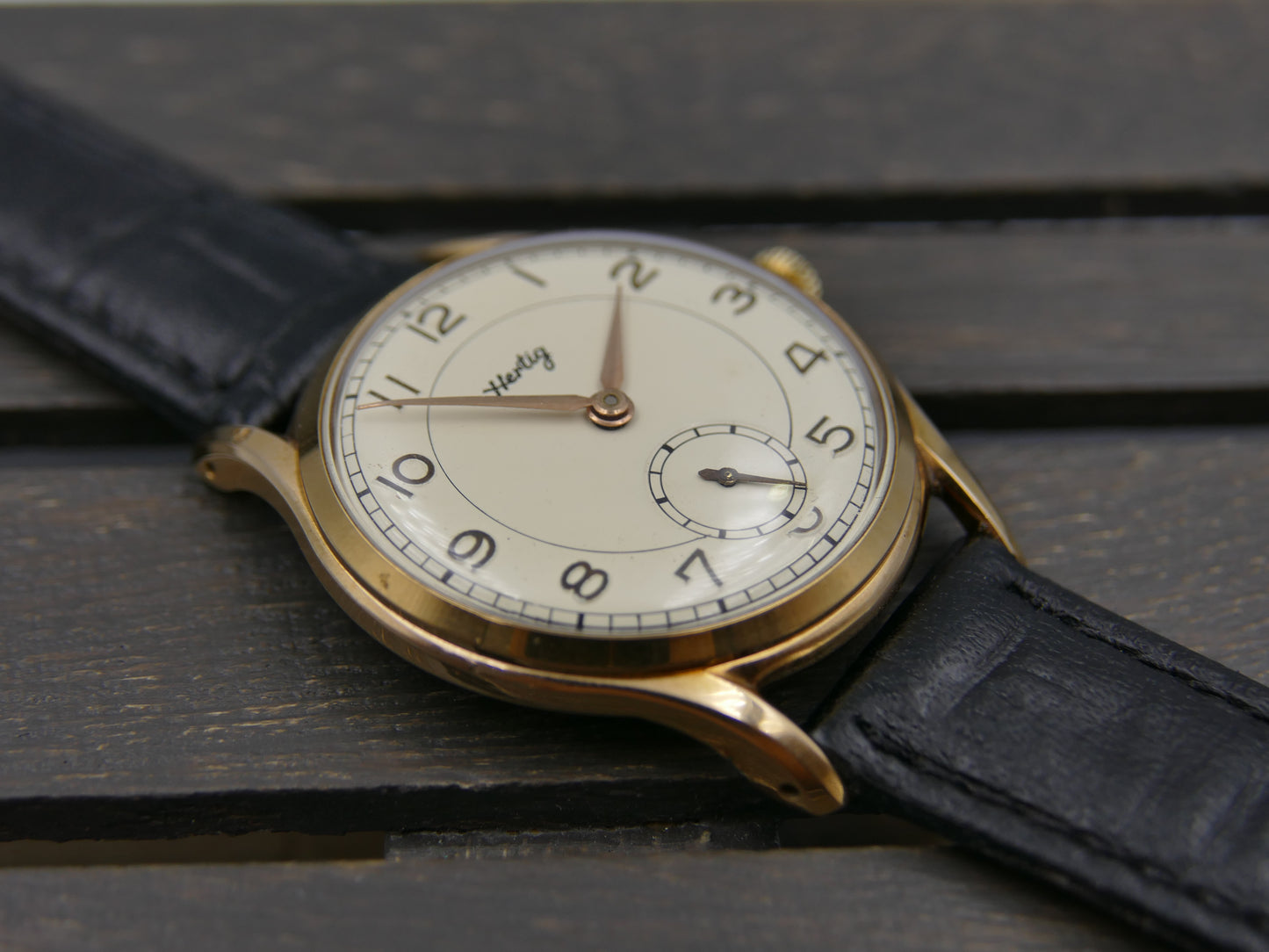 vintage watch mens Hertig (certina) hand wind KF 330 gold pl 35mm