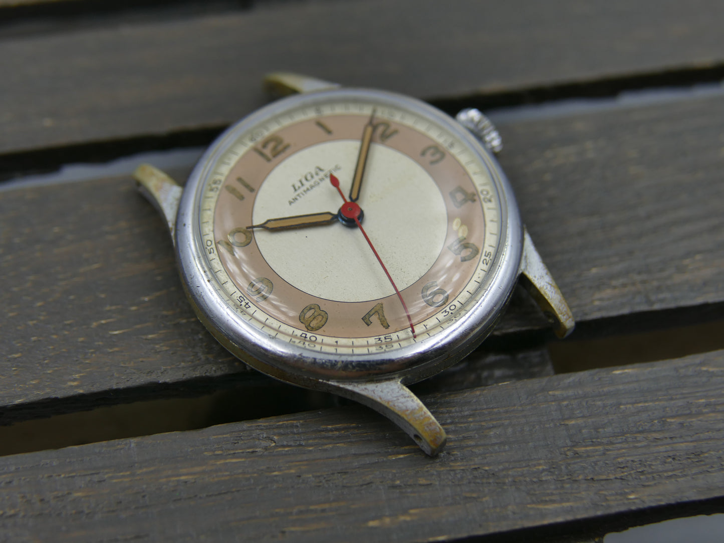 vintage watch mens military LIGA hand wind 15J serviced
