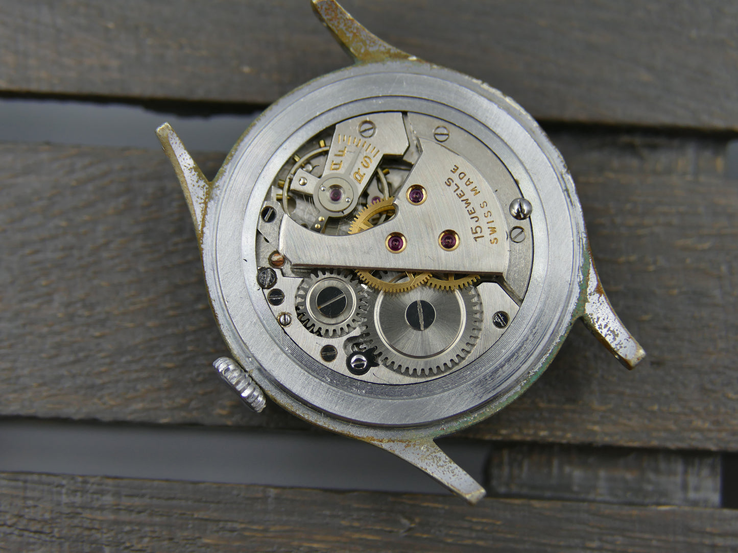 vintage watch mens military LIGA hand wind 15J serviced