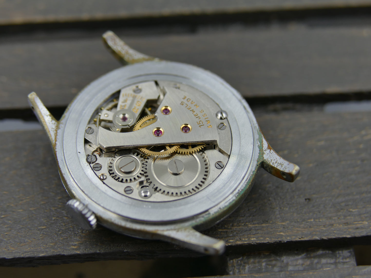 vintage watch mens military LIGA hand wind 15J serviced
