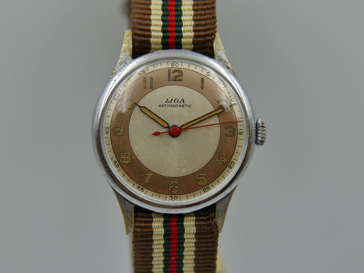 vintage watch mens military LIGA hand wind 15J serviced