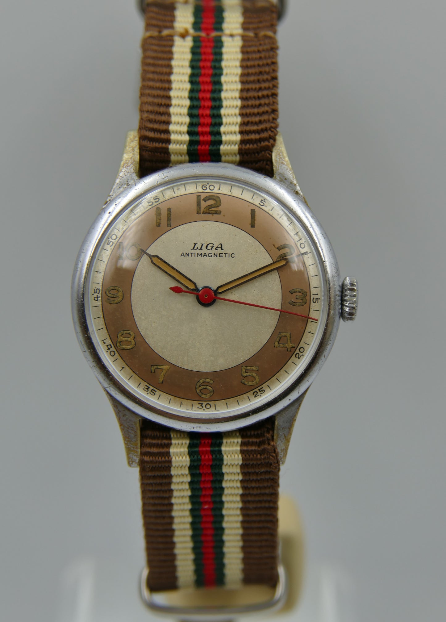 vintage watch mens military LIGA hand wind 15J serviced