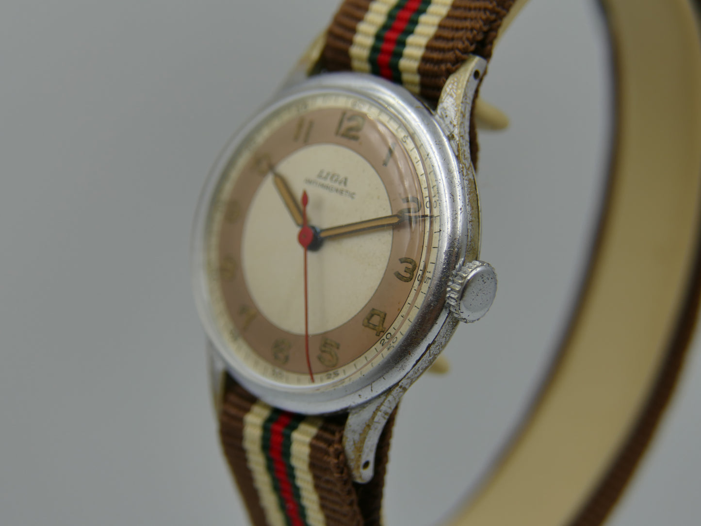 vintage watch mens military LIGA hand wind 15J serviced