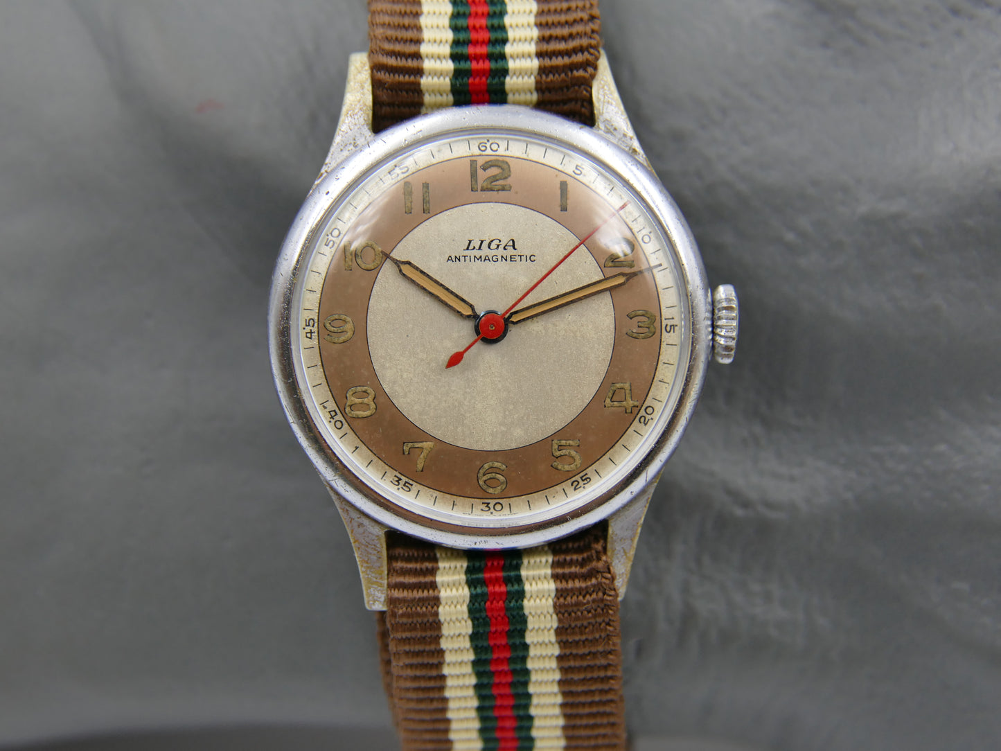 vintage watch mens military LIGA hand wind 15J serviced