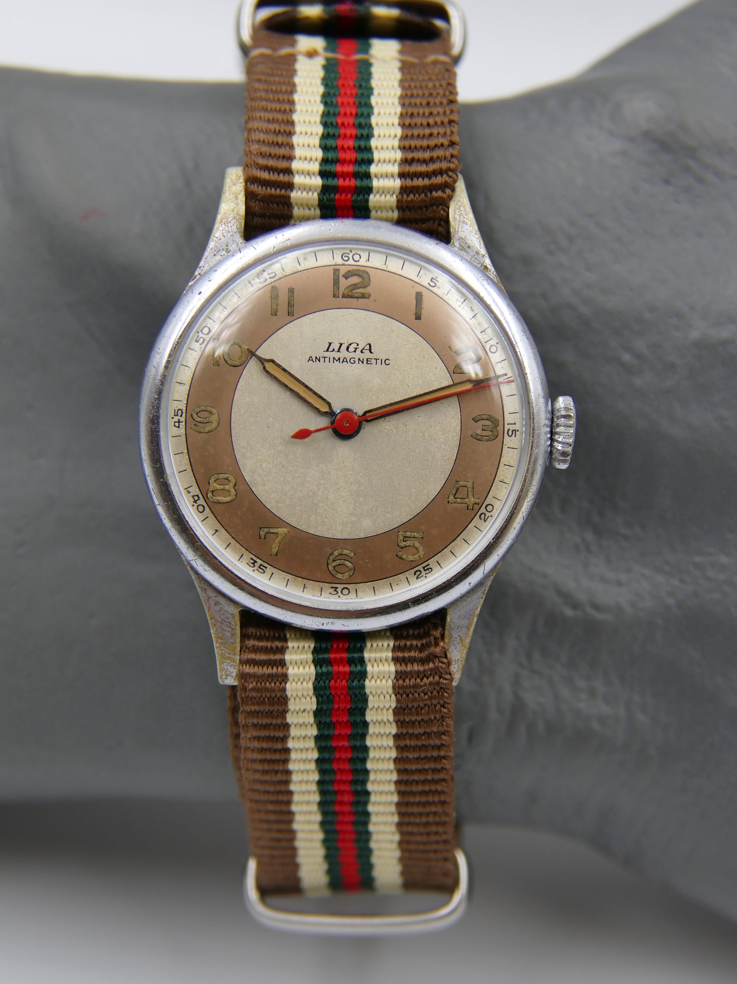 vintage watch mens military LIGA hand wind 15J serviced