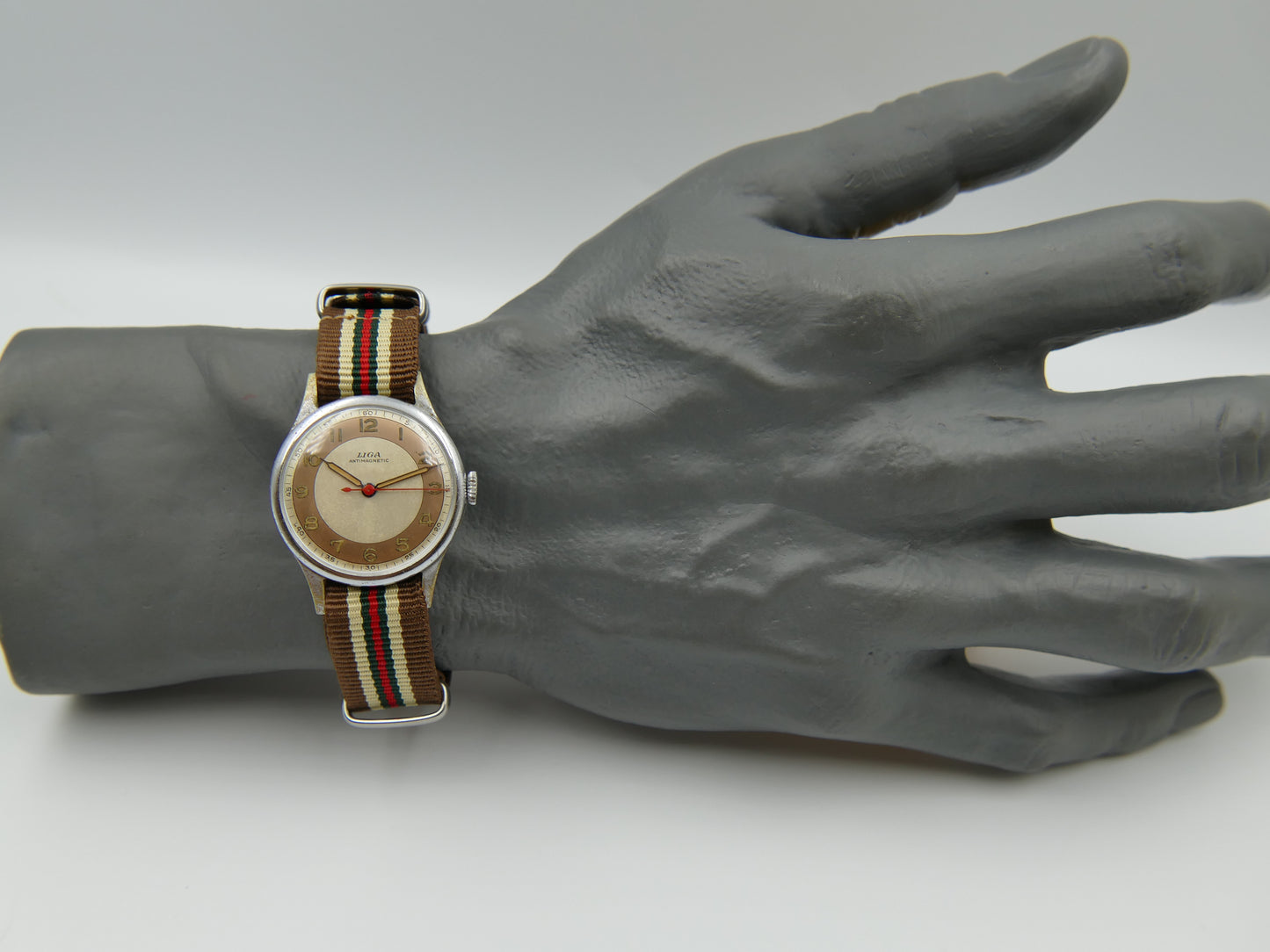vintage watch mens military LIGA hand wind 15J serviced