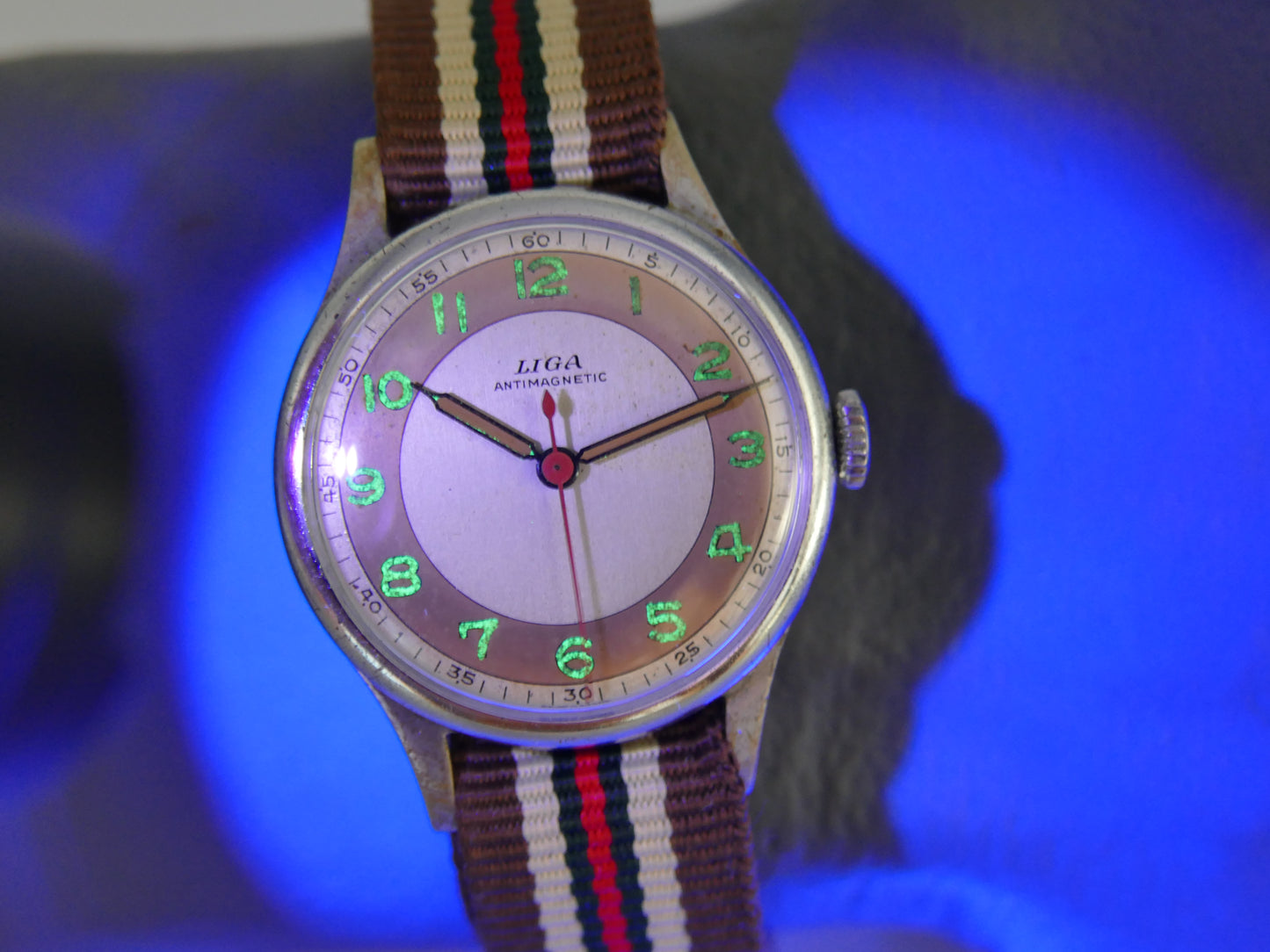 vintage watch mens military LIGA hand wind 15J serviced