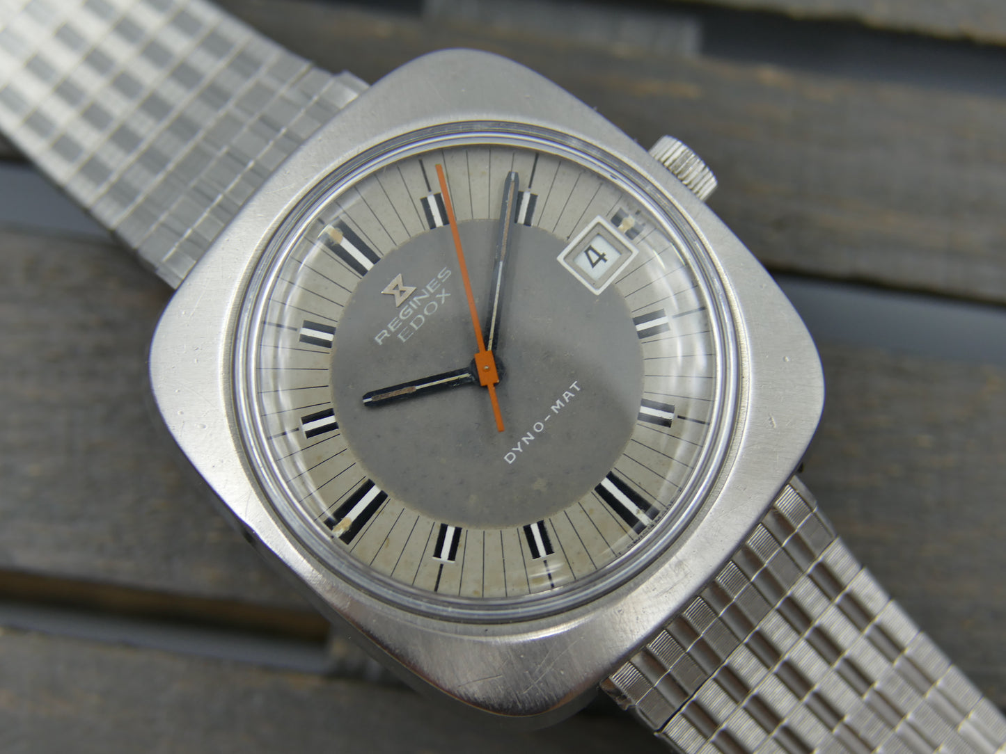 70s vintage watch mens Regines Edox DYNO-MAT automatic eta 2472 steel
