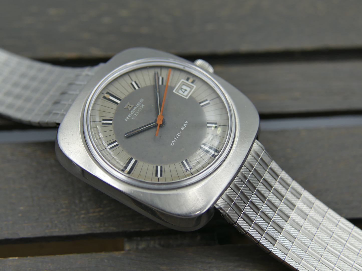 70s vintage watch mens Regines Edox DYNO-MAT automatic eta 2472 steel
