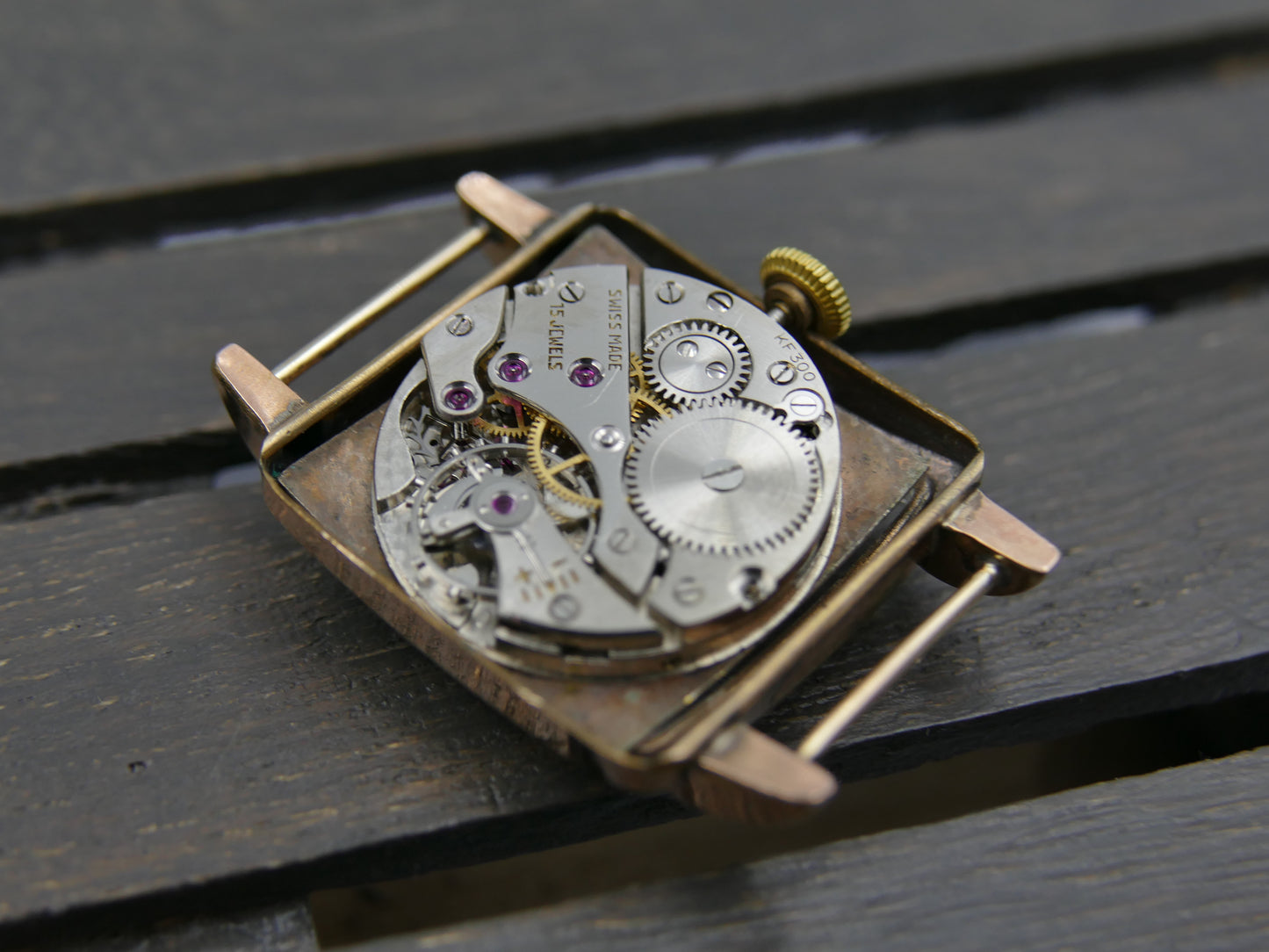 40s vintage watch Certina art deco square KF 300 serviced