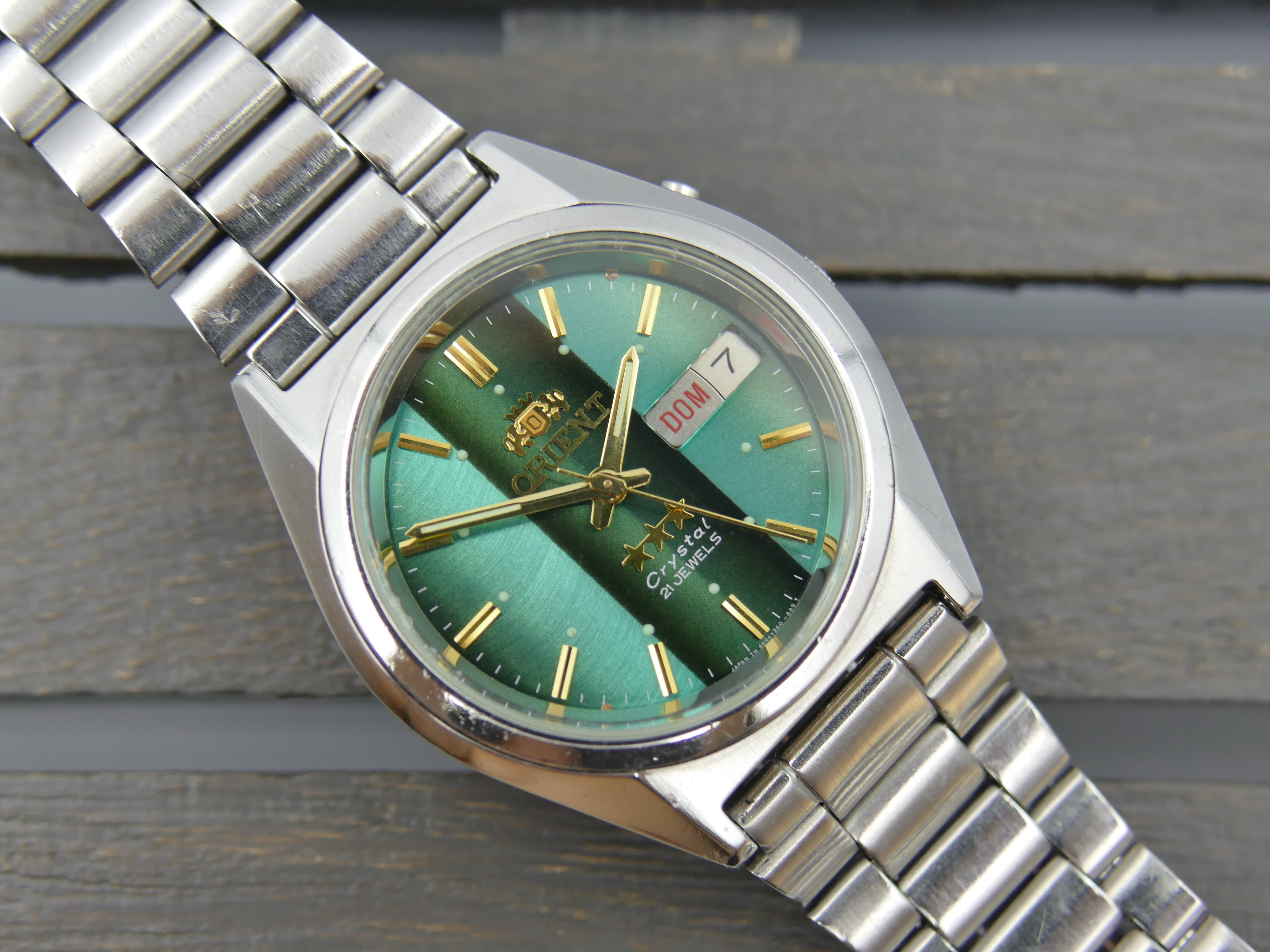 月 vintage watch mens Orient 3 star 469WA7-61 CA automatic green dial
