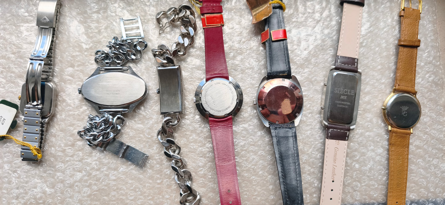 lot of 7 vintage watches lanco casvit wilton candino siecle pryngeps