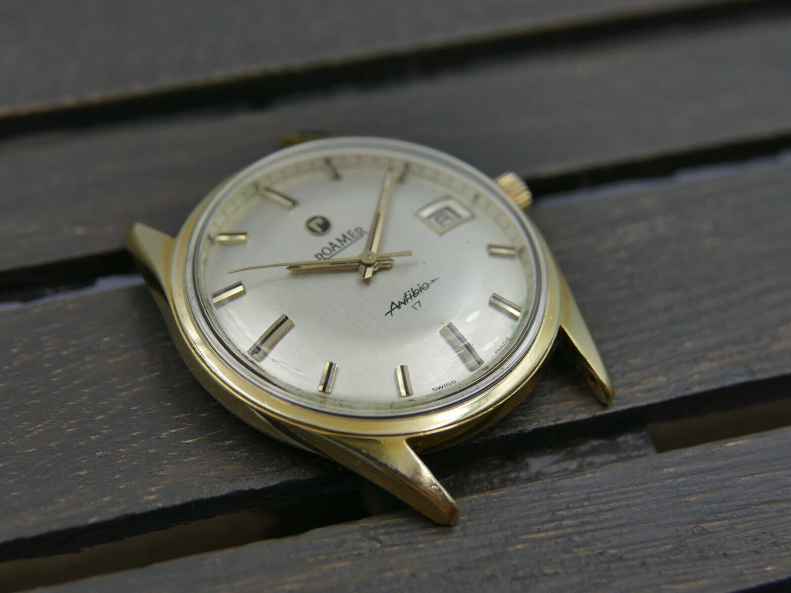 60's vintage watch mens Roamer anfibio manual wind MST430 brevet + case 34mm