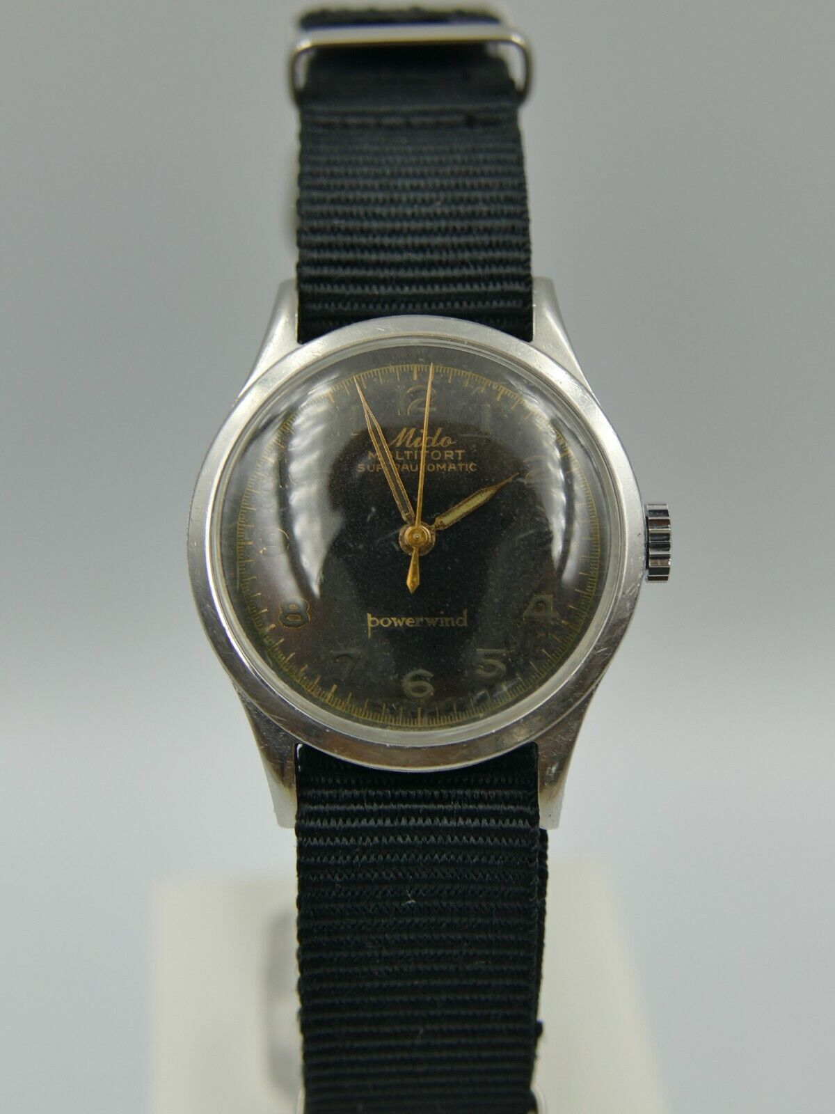 50s vintage watch mens MIDO multifort superautomatic powerwind cal. 0917 P black