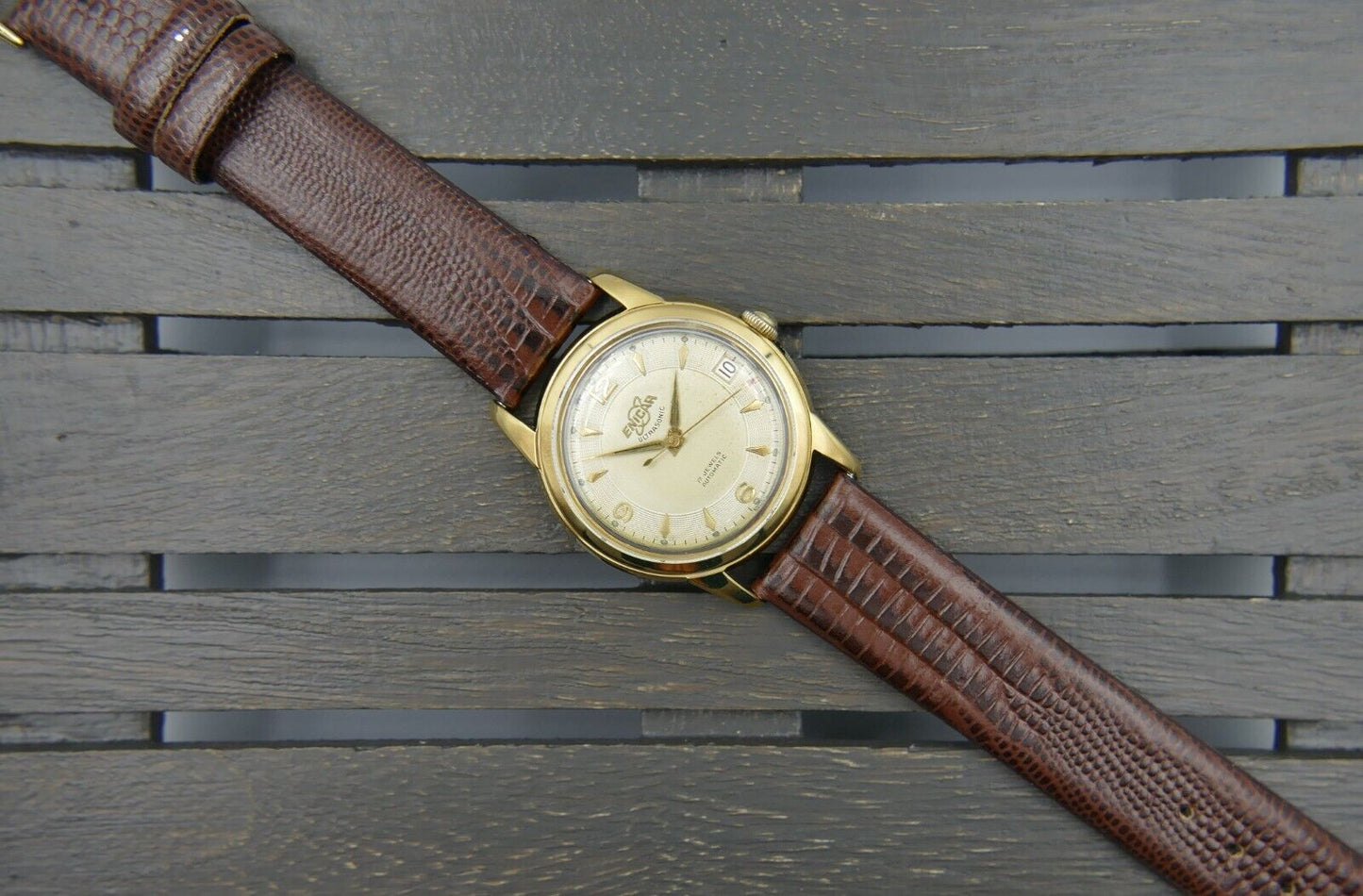 50's vintage watch mens Enicar Ultrasonic automatic ETA 1258 serviced gold pl