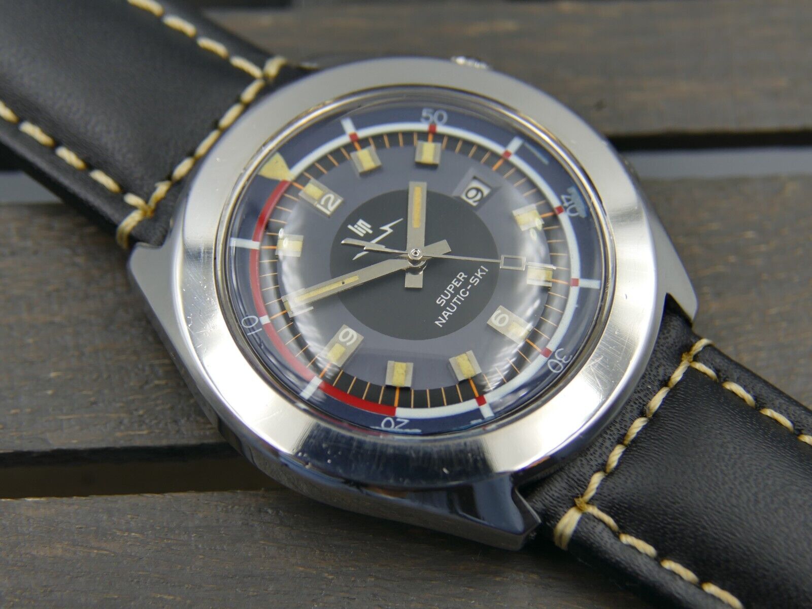 70's vintage watch mens Lip Nautic Ski super compressor 42mm diver ref. 60.592