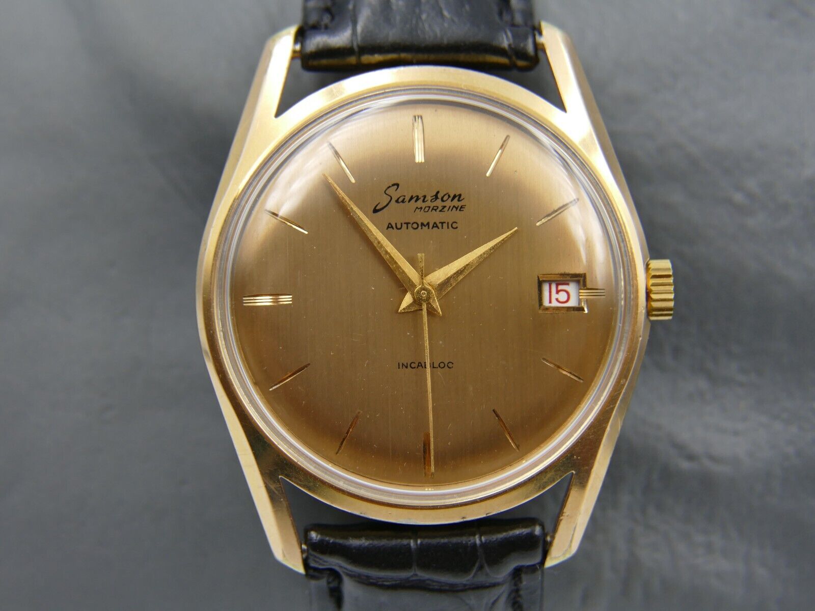 70's vintage watch montre mens Samson morzine automatic AS 1716 17 gold serviced