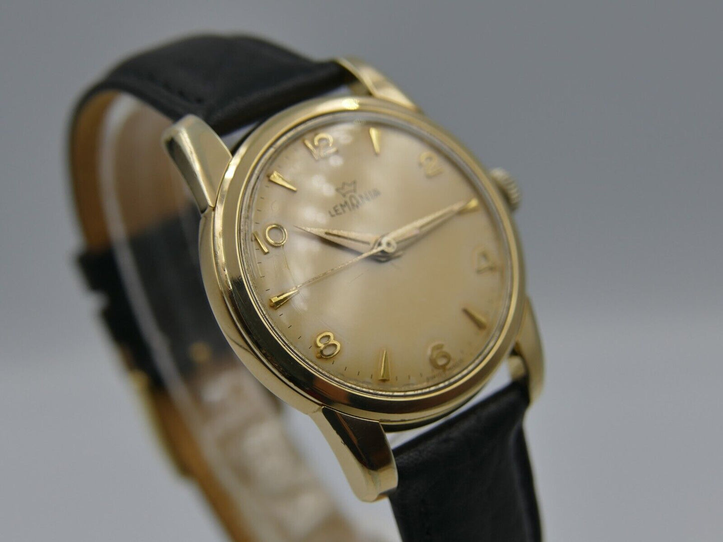 50's vintage watch mens Lemania manual wind cal. 3060 gold pl ref. 804 PA/A