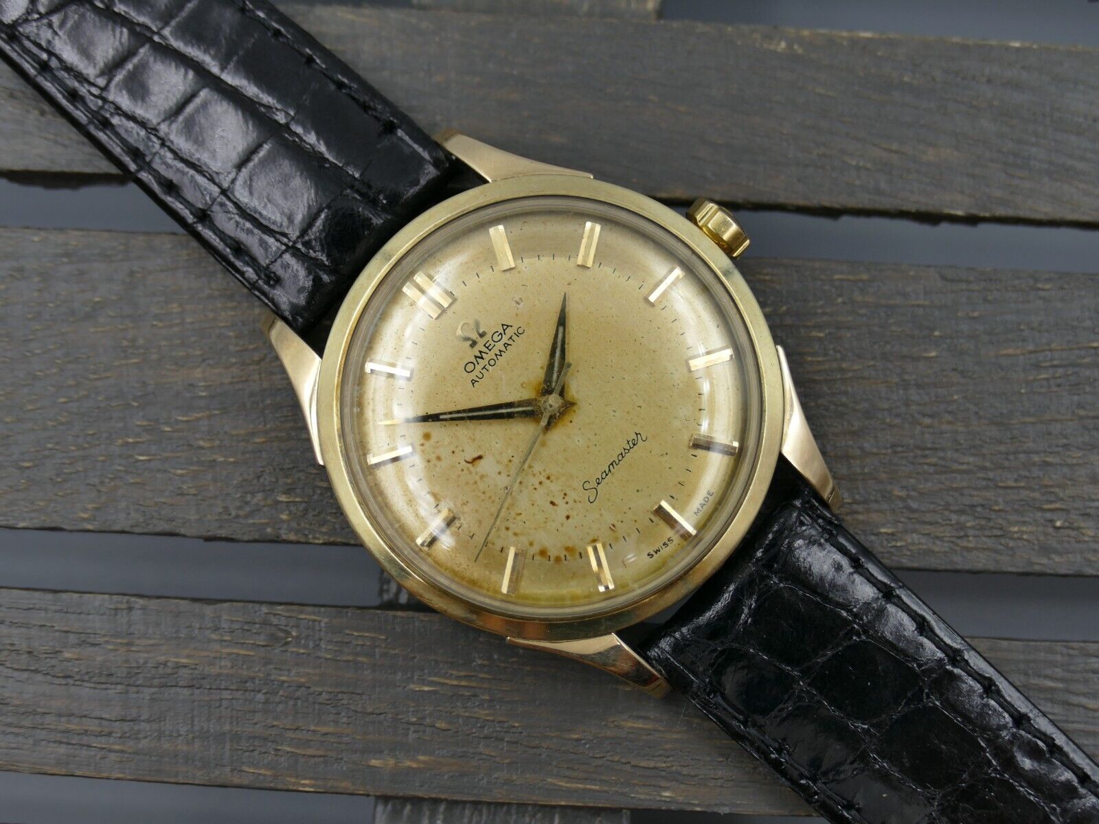 50's vintage watch mens Omega ref. 2637 -7 SC automatic bumper cal 354 gold cap