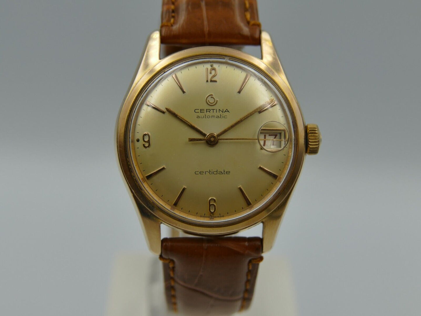 50's vintage watch mens Certina certidate automatic cal. 28-45 patents+  gold pl