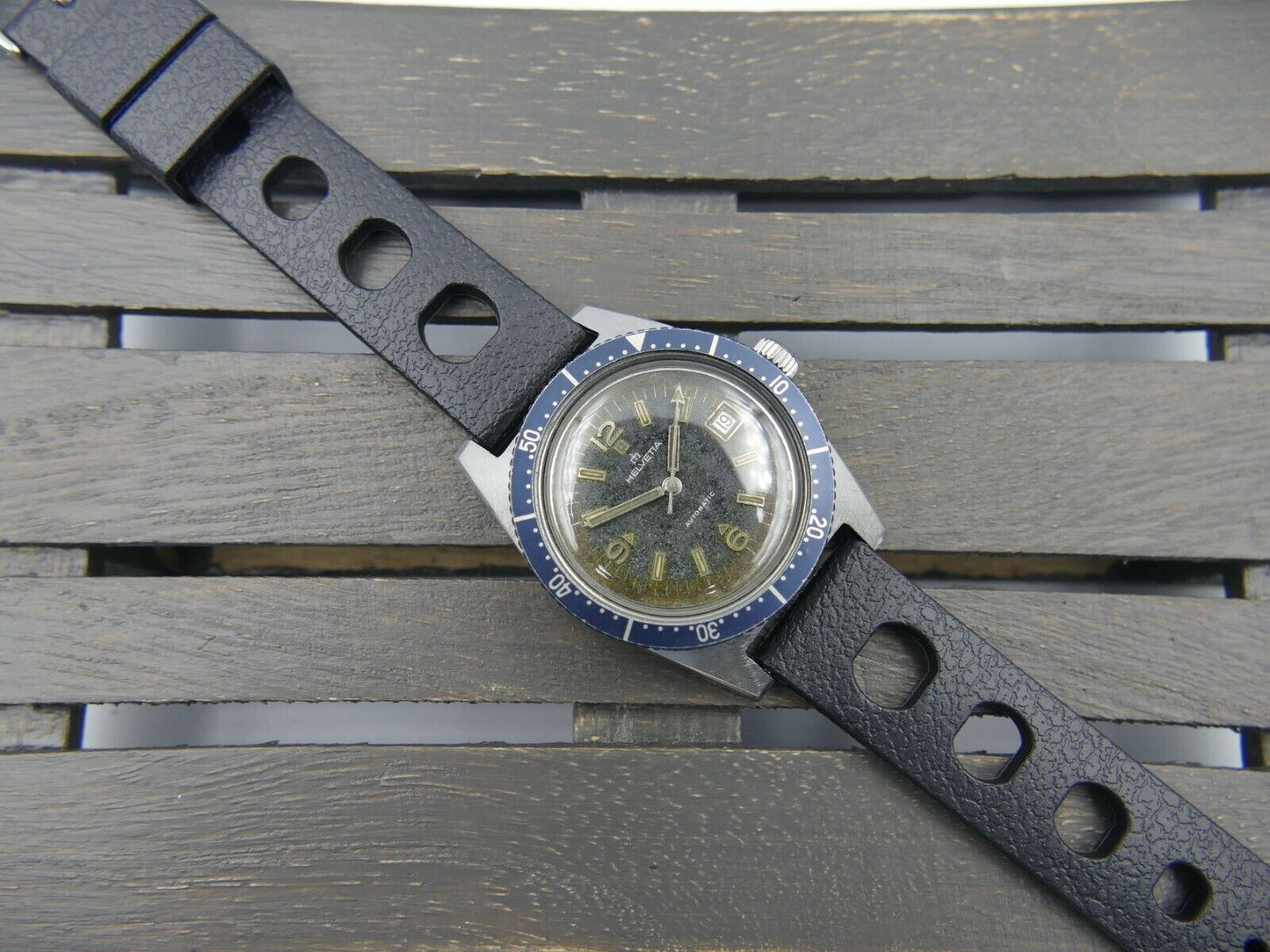 60's vintage watch mens diver Helvetia ref. 8619 stainless steel tropical rare